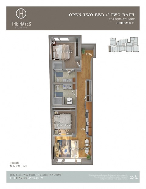 The Hayes on Stone Way Apartments Floor Plan Open 2X2 F.1